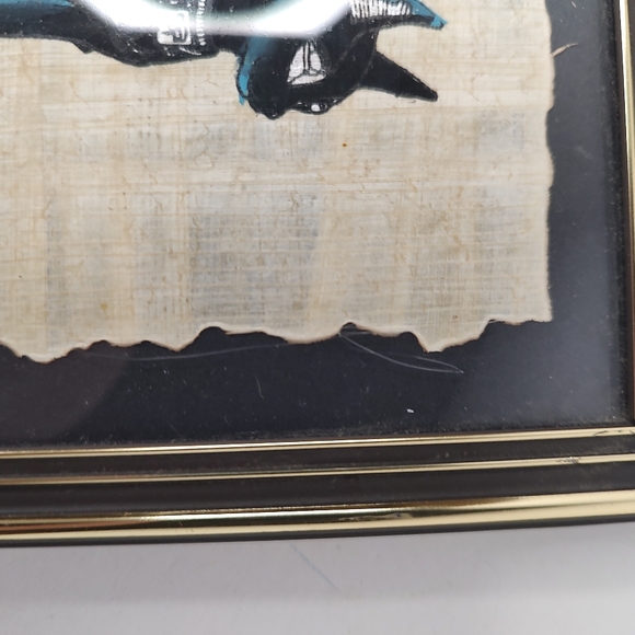 Ancient Egypt Framed Glass Papyrus Reproduction Bastet Goddess Souvenir - Picture 10 of 10